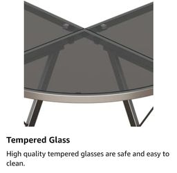 Modern Nickel Silver Finish Corner L Desk (Steel and Glass) Thumbnail