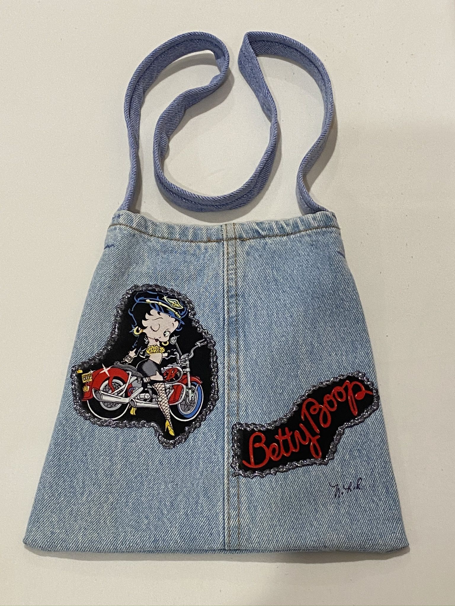 Motorcycle Betty Boop Denim Tote