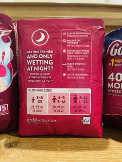 3-15count Packs Of GoodNites Diapers/Underwear  Thumbnail