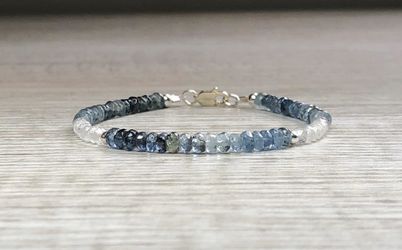 NEW Natural Aquamarine & Rainbow Moonstone Bracelet Thumbnail