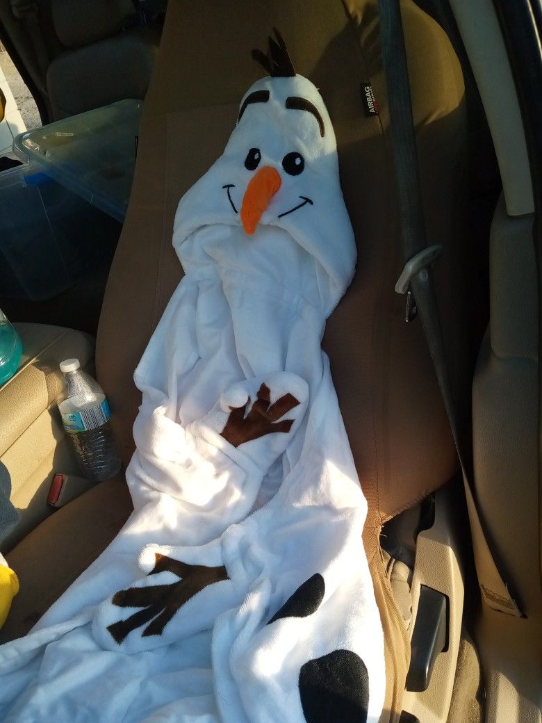 Olaf Plush Hooded Towel With Gloves All One Piece