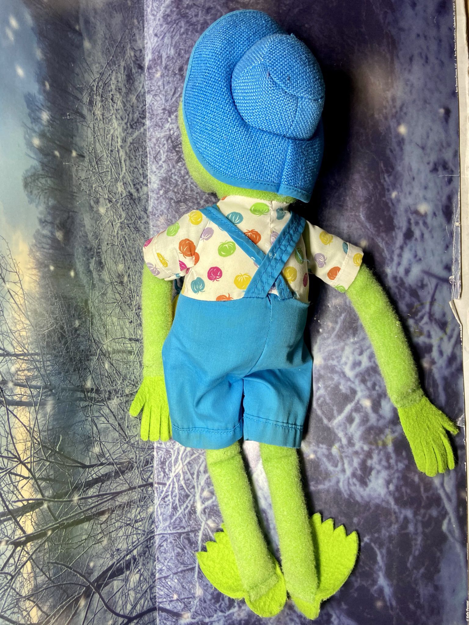 Vintage 1993 Farmer Kermit The Frog Muppets Plush 