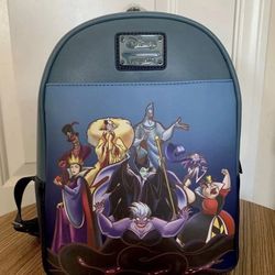 Loungefly Disney Villains Maleficent, Ursula Full Cast Mini Backpack New W/Tags. Thumbnail