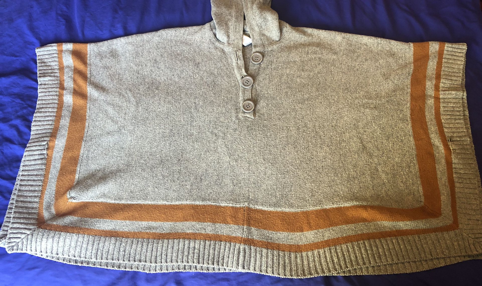Gray Poncho Sweater 
