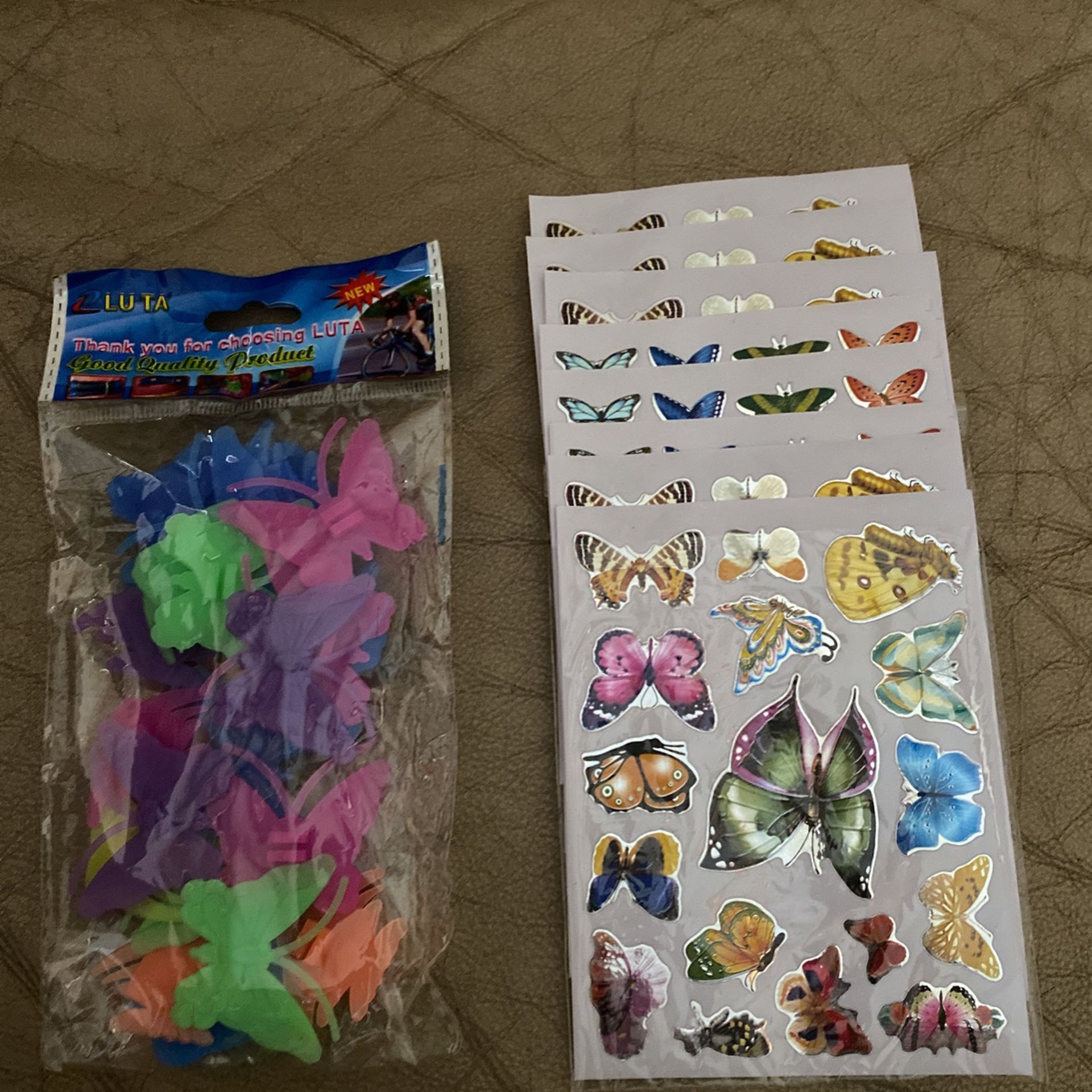 Package Of Butterflies For Wheel Spokes And 10 Sheet Of Metallic Butterfly Stickers 