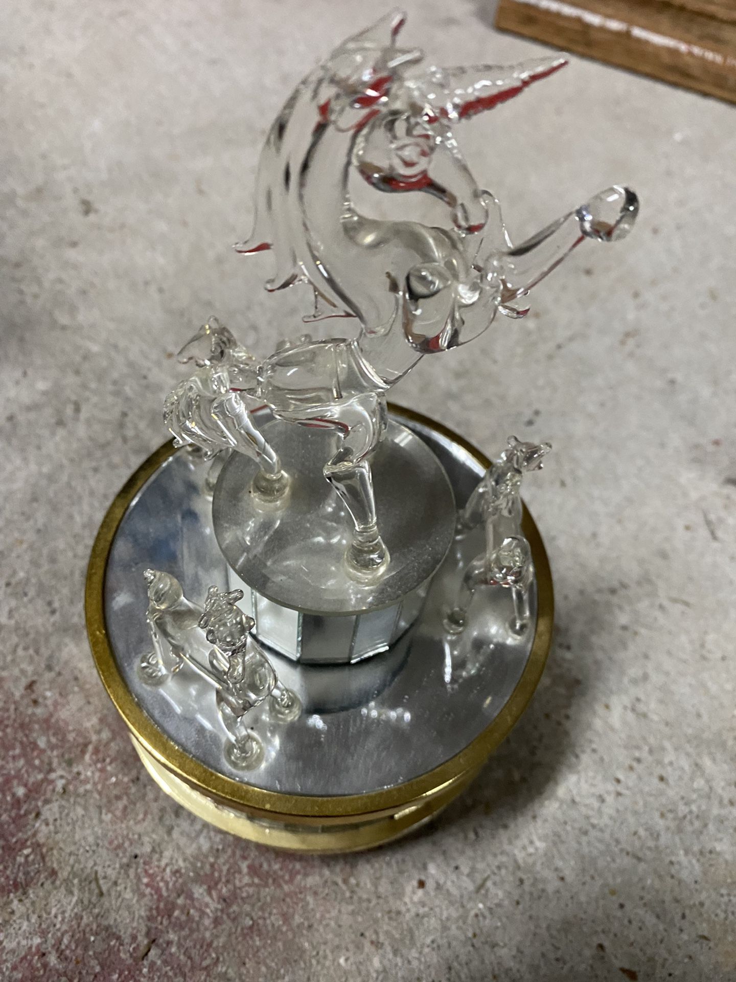 Glass Unicorn And Unicorn Mirrored Glass Music Box