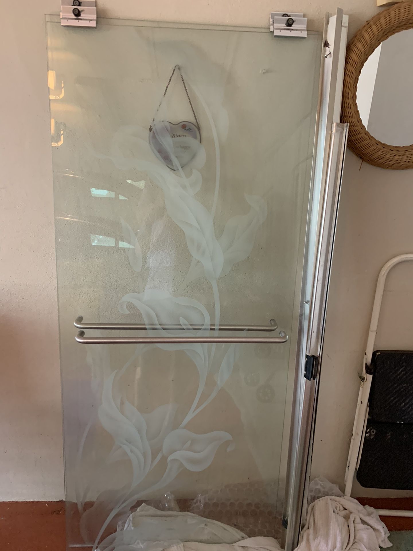 Flower etched sliding glass shower doors for Sale in Boynton Beach, FL