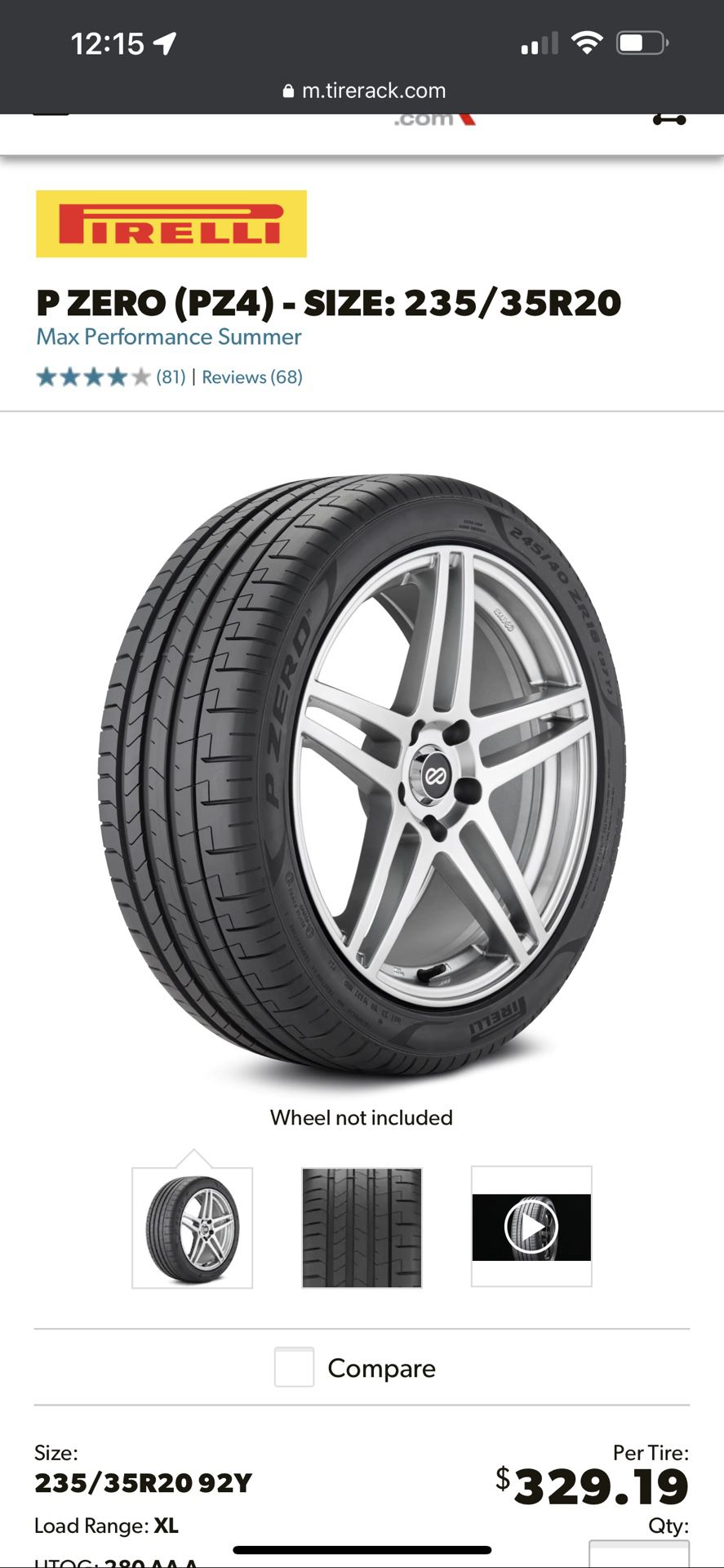 235/35/20 Pirelli Pzero Tires (pair)