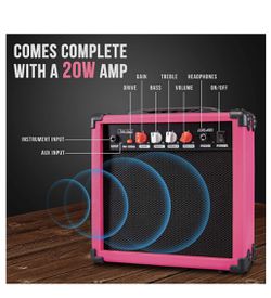 NIB LyxPro 30” Electric Guitar & Starter Kit for Kids with 3/4 Size Beginner’s Guitar & Amp, Pink Thumbnail