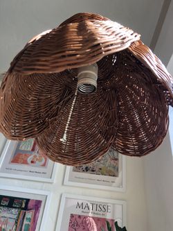 Hanging Wicker Mid Century Lamp Thumbnail