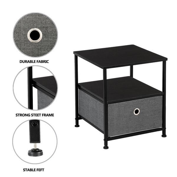 Nightstand 1-Drawer Shelf Storage- Bedside Furniture & Accent End Table Chest For Home, Bedroom, Office, College Dorm,