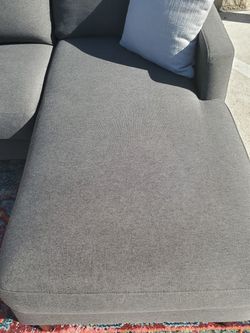 LIKE NEW Grey / Gray Mid-Century Modern Sectional Sofa - ( DELIVERY +$30 ) Thumbnail