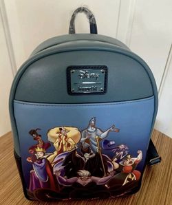 Loungefly Disney Villains Maleficent, Ursula Full Cast Mini Backpack New W/Tags. Thumbnail