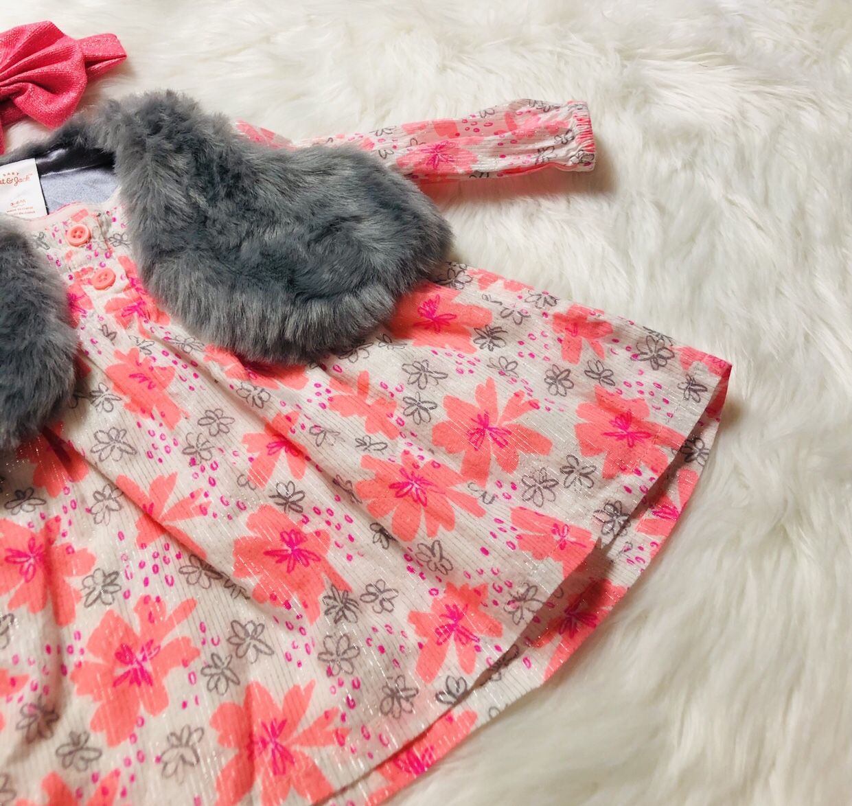 Cat & Jack Dress w/ Faux Fur Vest *3-6 Months