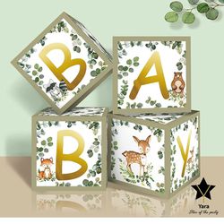 Baby Shower Decorations Boxes For Boy Girl, Sage Green Party Decor Letters, Boho Baby Blocks Decoration Backdrop, Neutral Gender & Reveal Box Centerpi Thumbnail