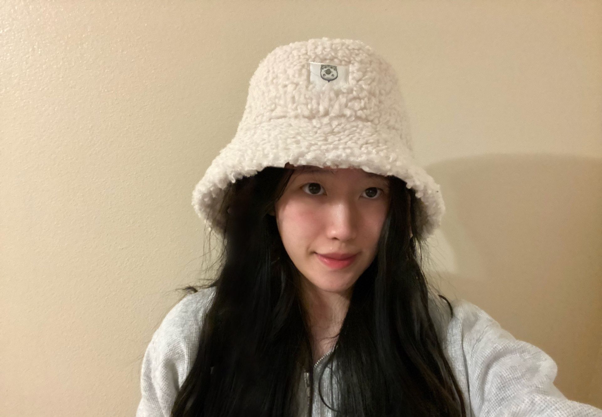 Fluffy Bucket Hat Women Winter Hat Faux Fur Grey Pink White