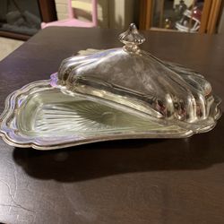 Gorham YH18 Silverplate covered butter dish with glass insert Thumbnail