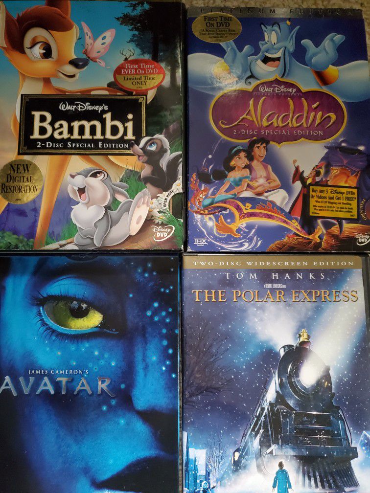 Polar Express Bambi Aladdin Shrek Gone With The Wind Etc $5. Each 