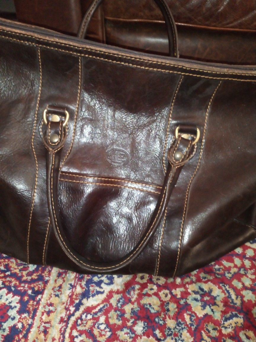 large leather travel duffle bag Brown bag. Firenza Made in Italy