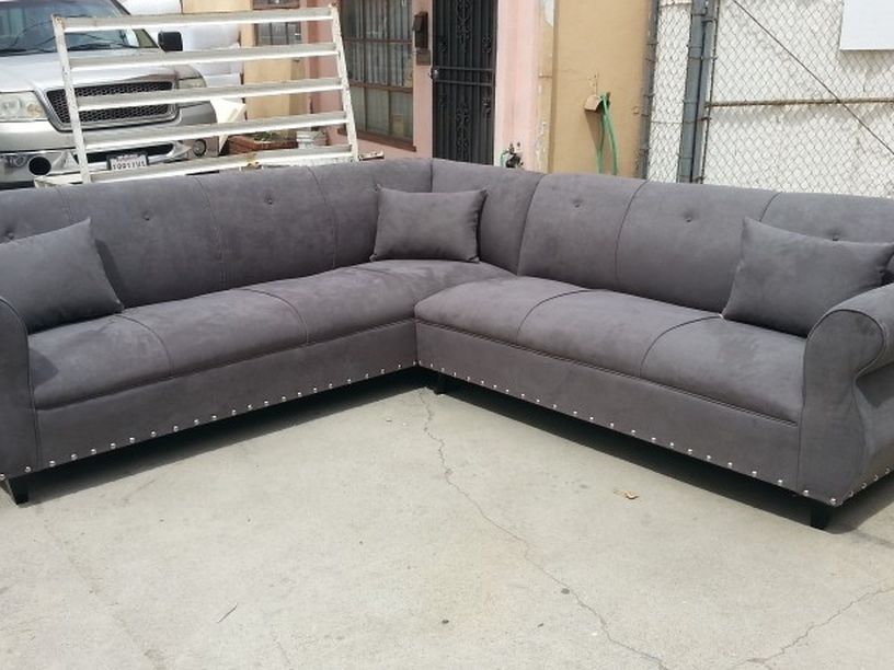NEW 9X9FT CHARCOAL MICROFIBER SECTIONAL COUCHES