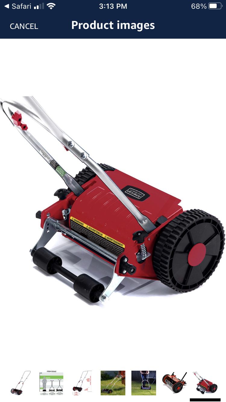 American Lawn Mower Company 101-08 Youth Grass Shark 8-Inch 5-Blade Manual Push Reel Lawn Mower, Red
