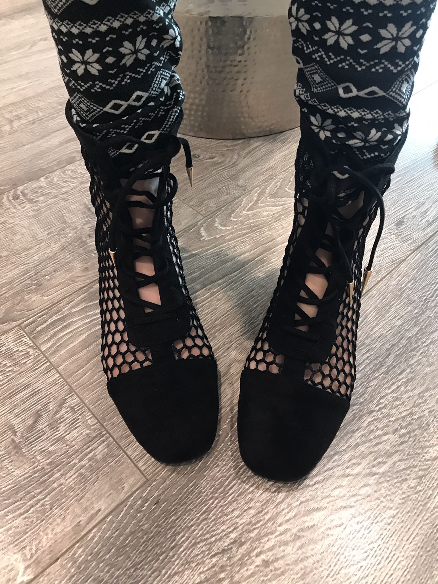 Sexy Fishnet Boots Size 8.5 Or 9 