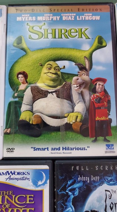 DVD kid movies Antz, Shrek, Ice Age, The Prince of Egypt, Corpse Bride