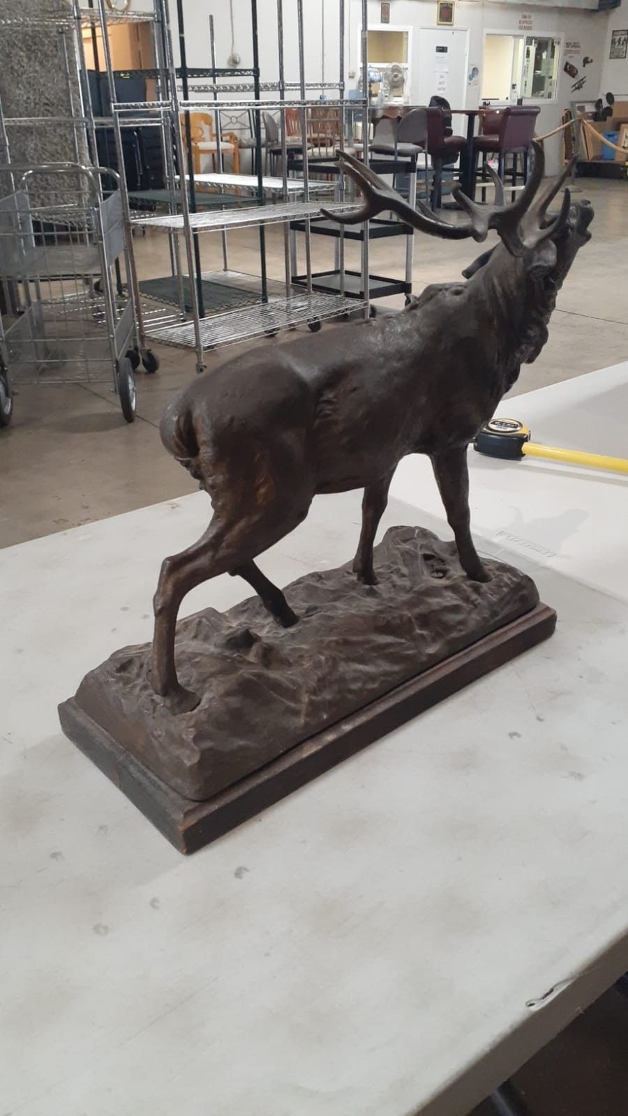 Vintage Bronze Statue Elk Deer Stag Hunter Wildlife Sculpture Figure Artwork
16" high - 18" wide