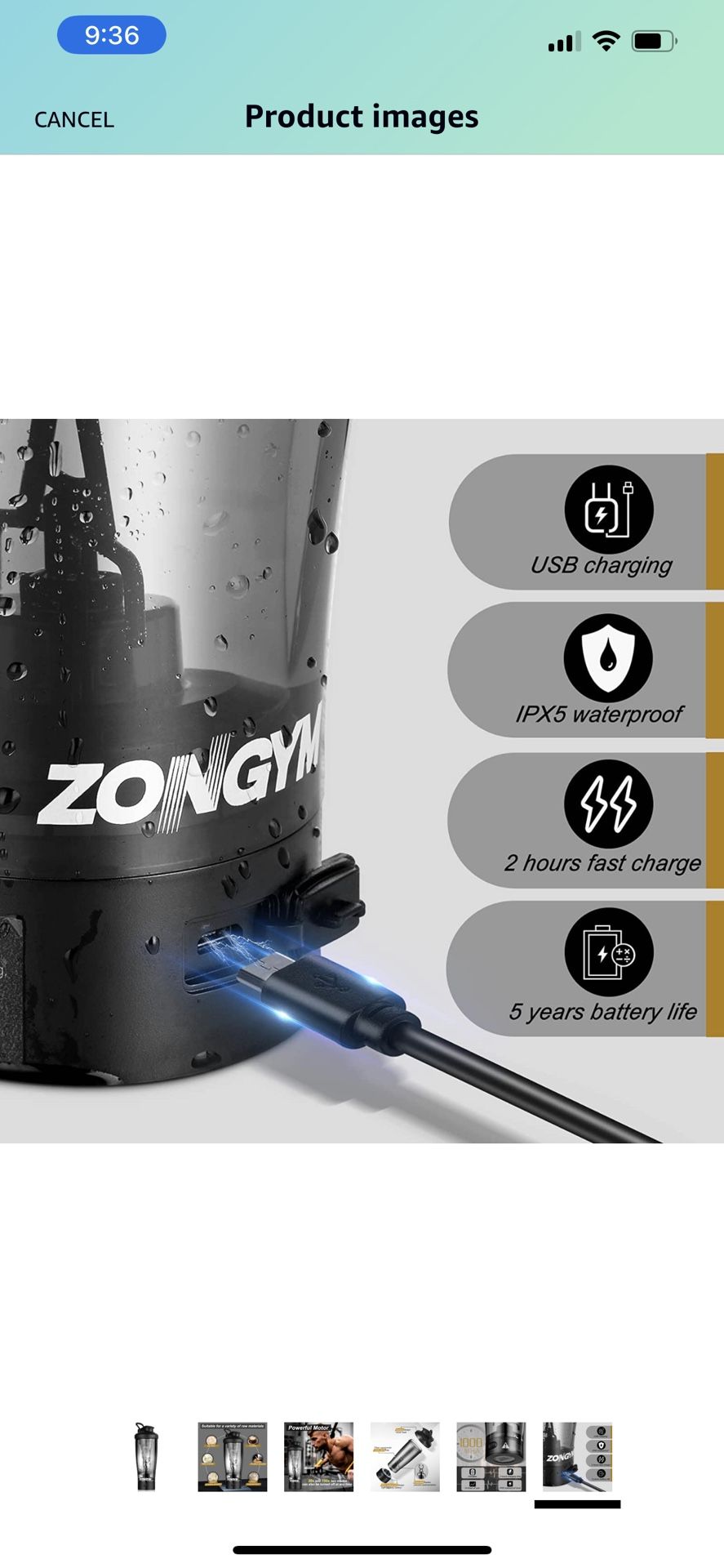Electric Protein Shaker Bottle