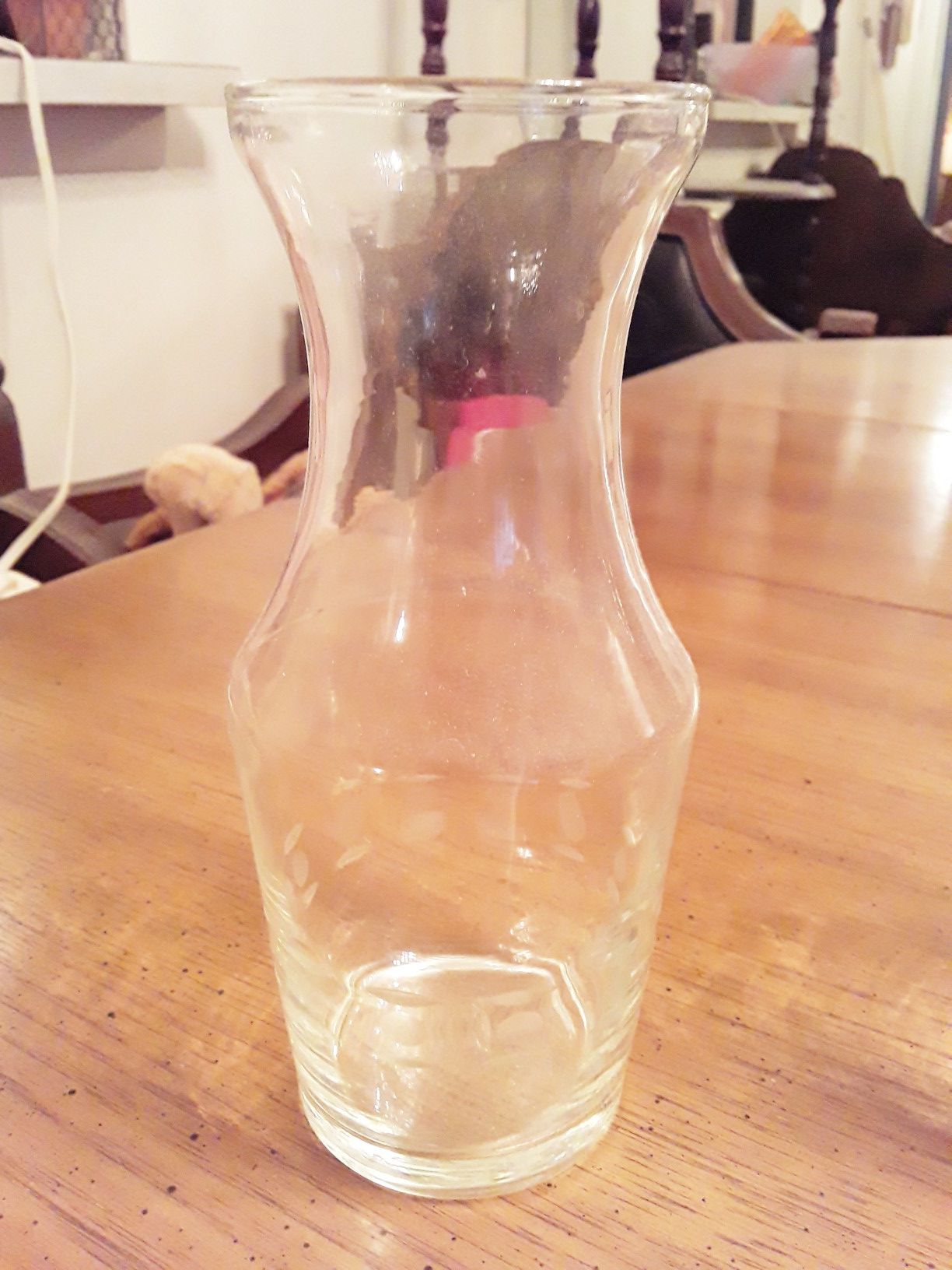 Pair Of Beautifully Etched Personal Carafes - 6 1/2"H - Both For $8 Or $5 Each