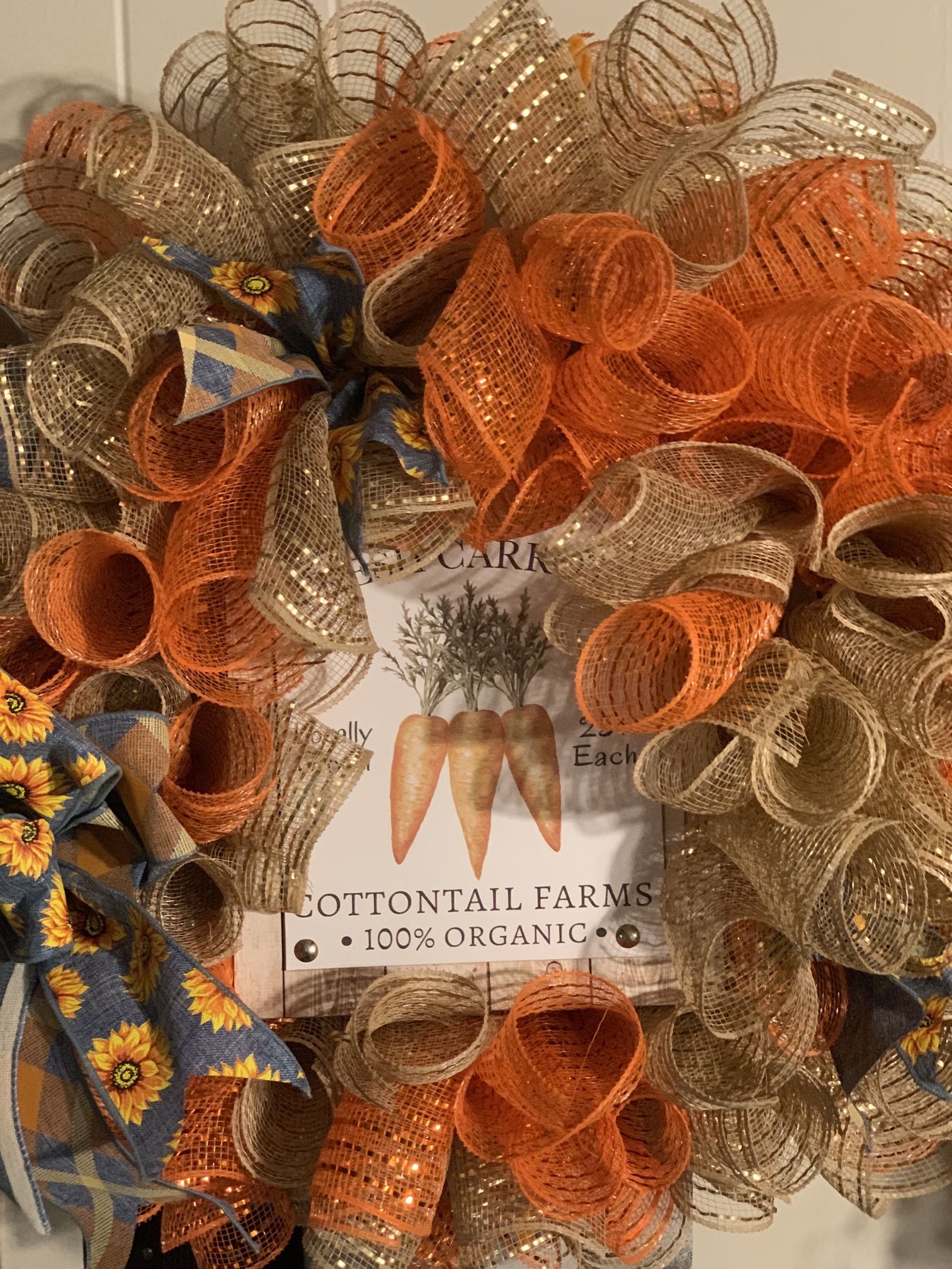 Fresh Carrots With Sunflowers And Denounced Deco Mesh Wreath