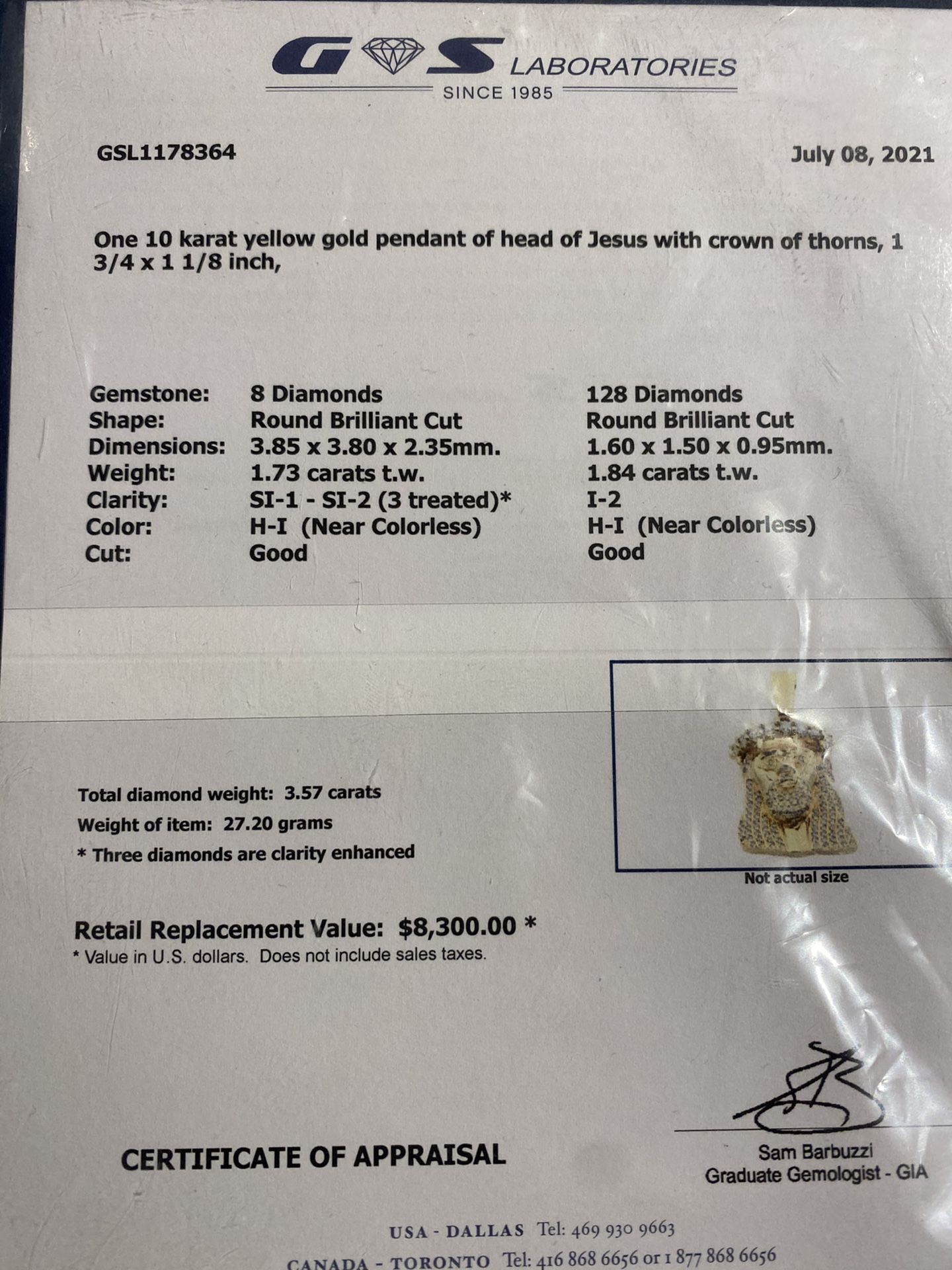 Solid 10k Jesus Piece Appraised $8300