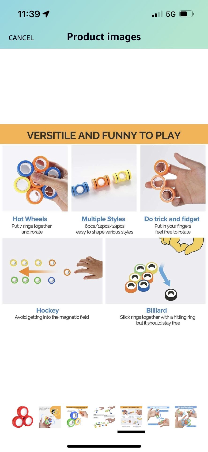 AHEYE Fidget Toys - Finger Magnetic Rings, Fidget Ring Spins for Adult Fidget Magnets Spinner Rings & Anxiety Relief Therapy, Fidget Pack Great Gift f