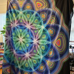IEDM Giant Queen Size Mandala Geometric Abstract Rainbow Colorful Duvet Cover 🌈  Thumbnail