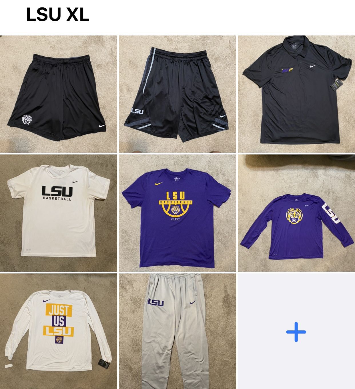 LSU Nike Gear size XL - Shorts, Shirts, Jackets, Polos, Sweats