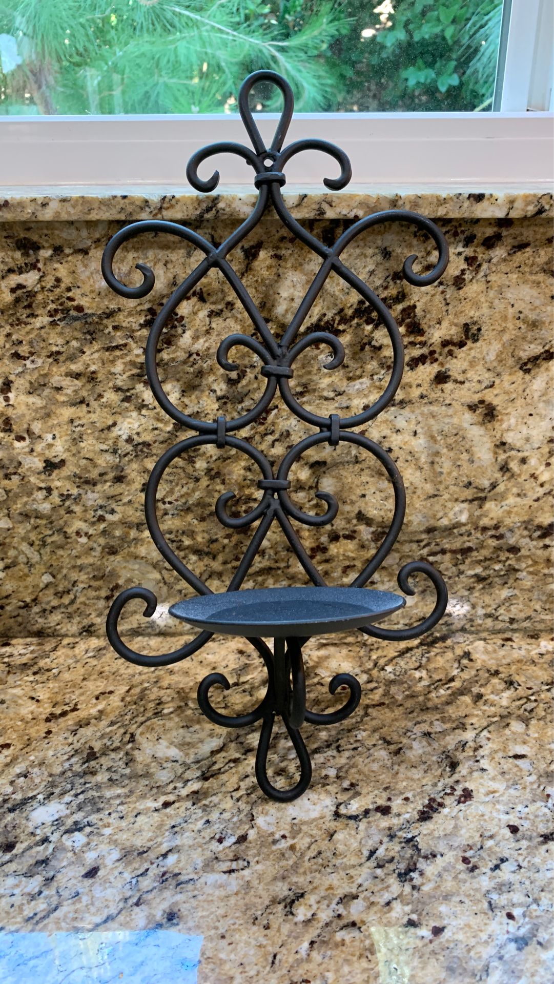 Black iron, candle holder wall sconce