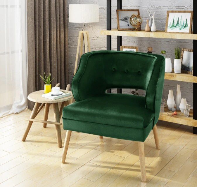 Emerald Green Modern Velvet Cushioned Accent Chair