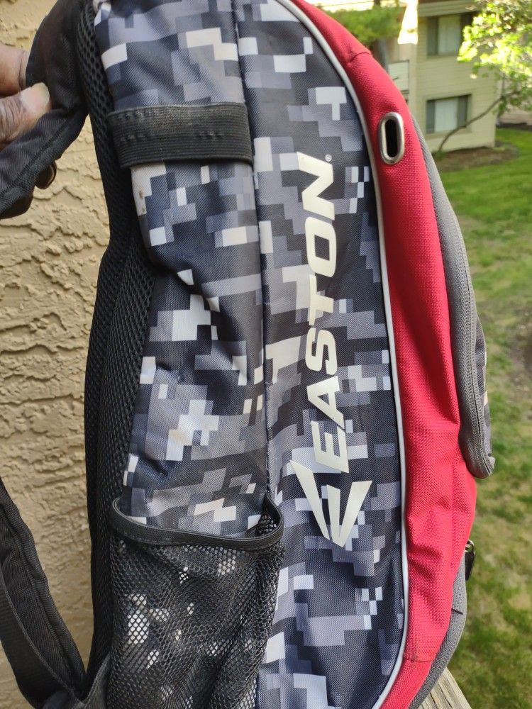 Easton Brand Pixelated Design Red Black And Gray Backpack Softball Baseball Bag
