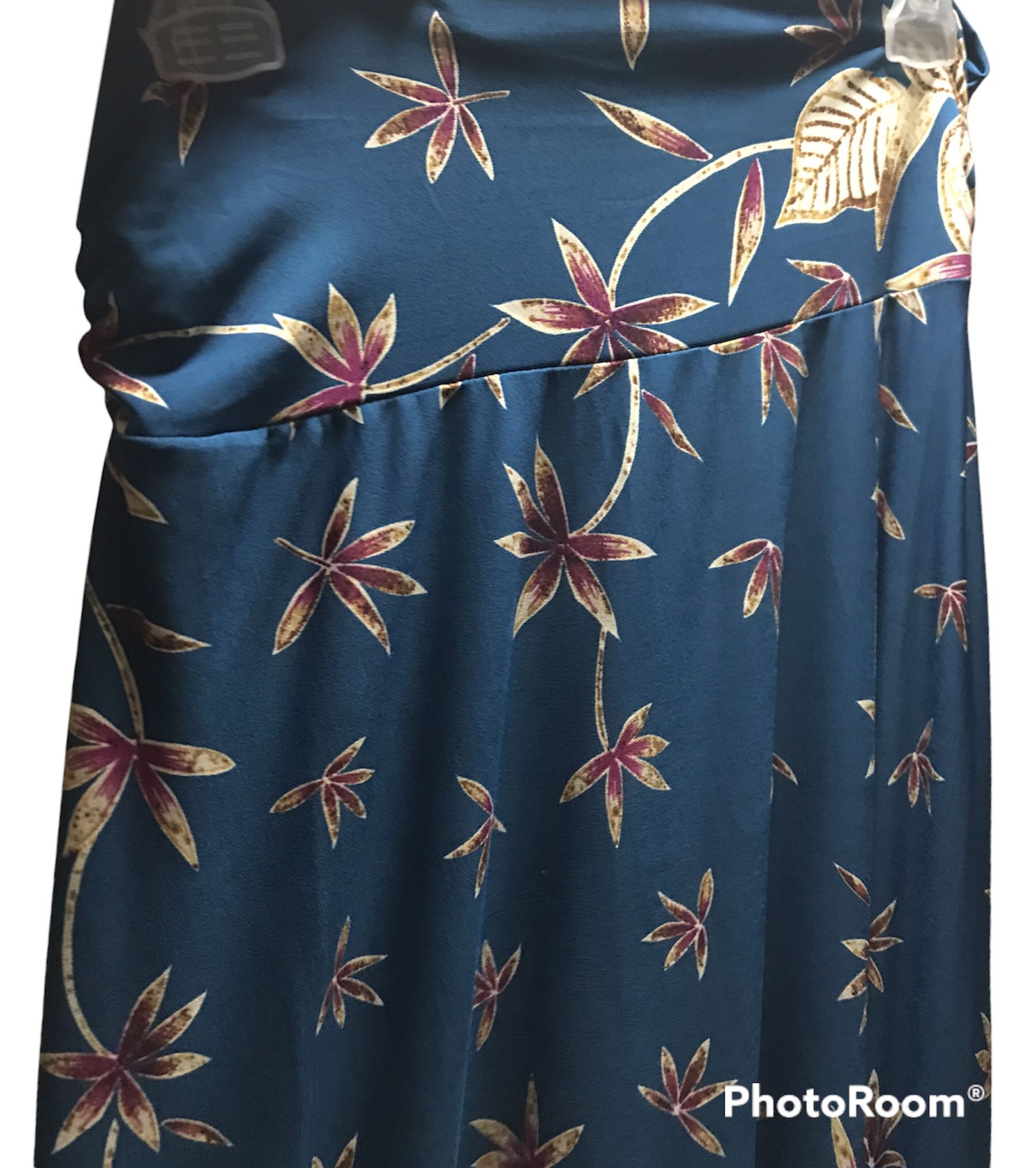 NWT Gilli Nita Knit Teal Green Floral Elasric Waist Maxi Skirt Women’s Size MP