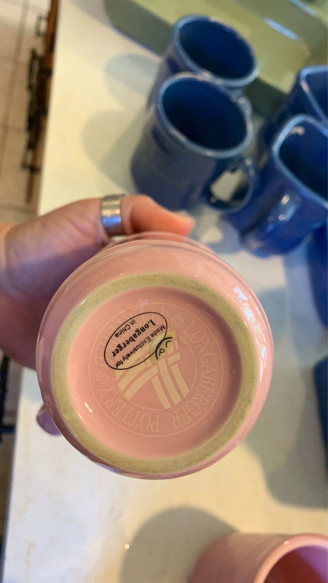 Longaberger Breast Cancer Tall Coffee Mugs Cups