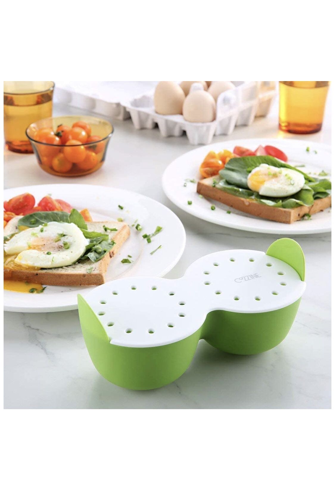 Egg Poacher, Cozzine Egg Cooker Silicone Egg Poaching Cups with Ring Standers,