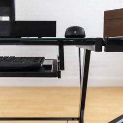 Modern Corner L Shaped Computer Table, Black Thumbnail