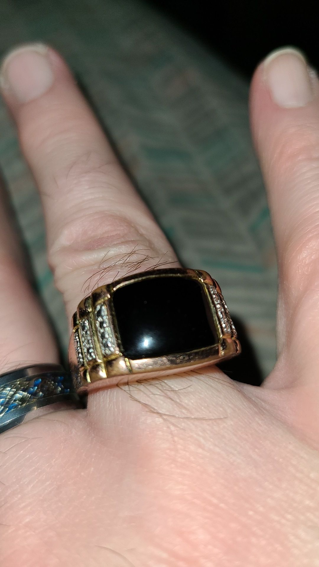 10k solid gold real onyx simulated diamonds