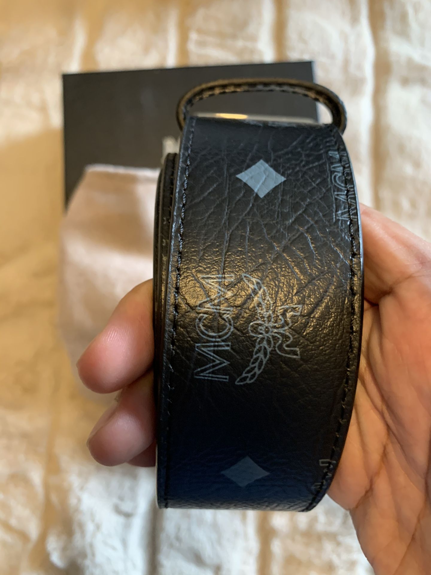 Black Leather Reversible MCM Belt Size 30