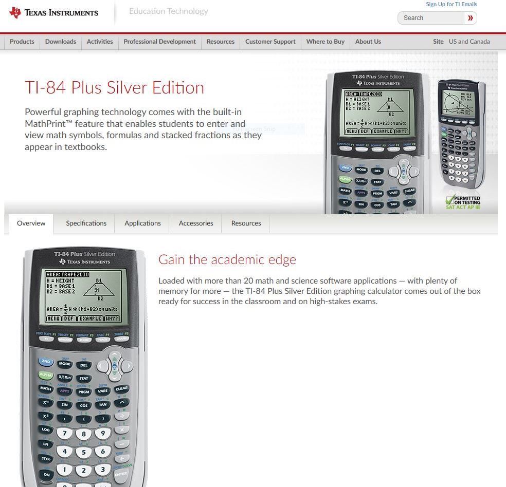 TI84 Plus Silver Edition Texas Instruments Graphing Calculator