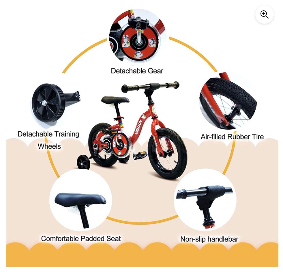 NIB 2 in 1 Kids Bike & Balance Bike 12” w/Detachable Training Wheels, Adjustable, 2-6 Years Old, Red