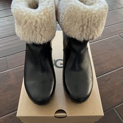 Ugg Leather Fur Boots Size 6 Thumbnail