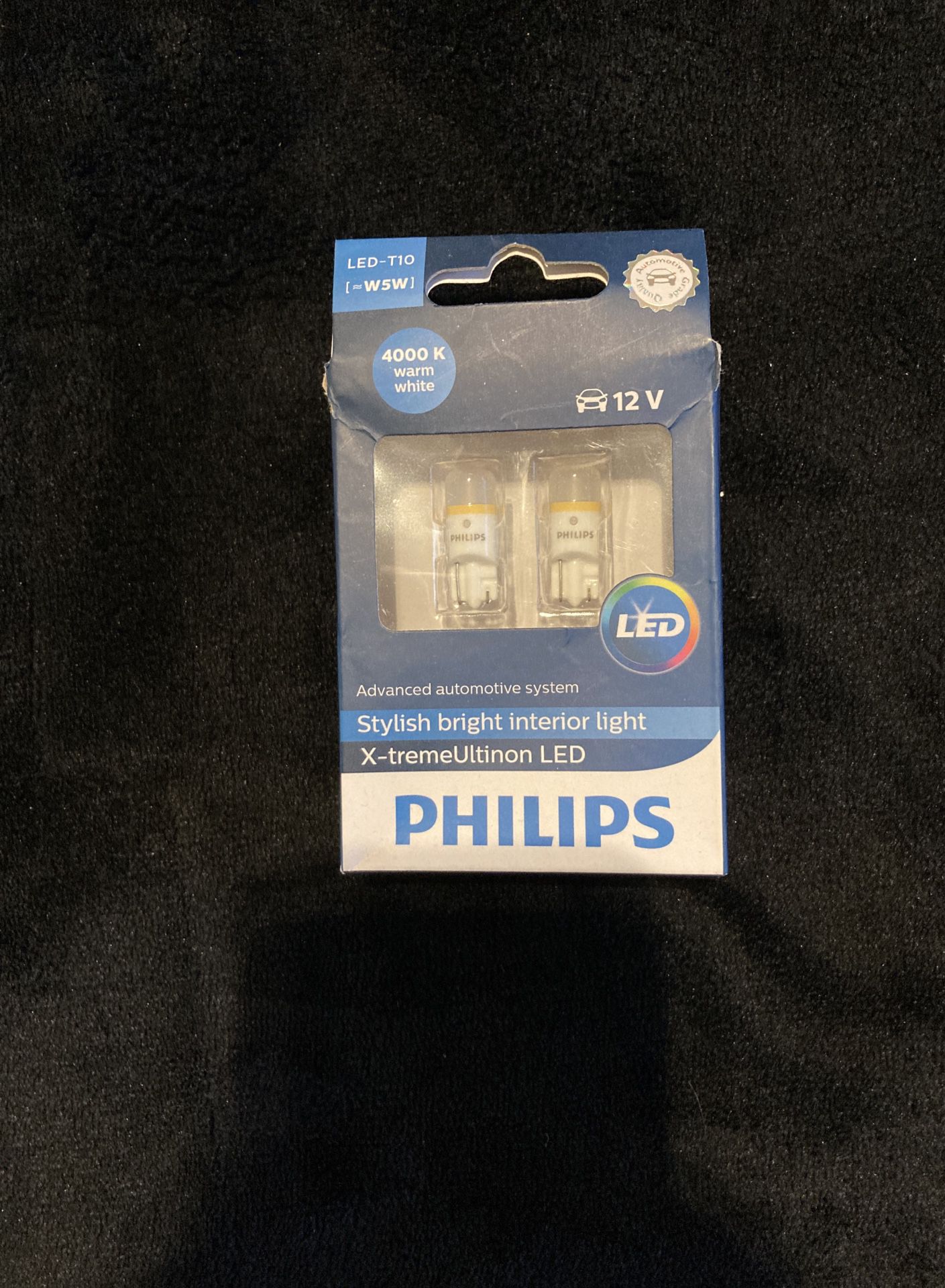 Philips LED T10 Bulb (W5W) 4000k Warm White, Pack Of 2