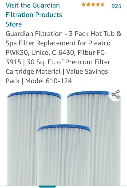 Hot Tub Filters 3pk