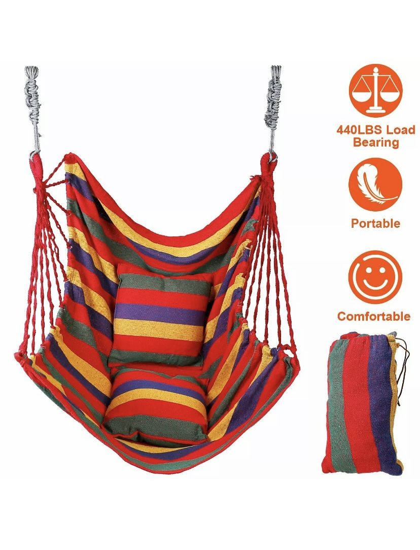Deluxe Hanging Rope Chair *Canvas Porch Swing/Yard Garden/Patio Hammock * $50/each or 2/$85 Rainbow